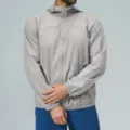 Men's outdoor sun protection hooded zip-up jacket, lightweight long sleeve athletic windbreaker. - L / Tops / Agate Grey