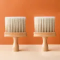 Car interior cleaning brush set with wooden handle and soft white bristles for air vents. - 2 Pcs/Set / Natural Wood Color