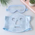 Set maschera viso in gel rinfrescante e maschera per occhi per gonfiore e recupero. - Maschera facciale con impacco di ghiaccio blu + maschera per gli occhi (Perle bianche)