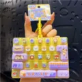 Lindo llavero de juguete con teclado mecánico de descompresión 26 teclas amarillo - Serie Estación de Suministro de Ánimo (D-Perrito amarillo)
