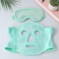 Set di maschera viso e occhi rinfrescante in gel verde menta per relax e post recupero. - Maschera facciale con impacco di ghiaccio verde + maschera per gli occhi (Perle bianche)