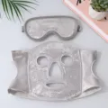 Gel Ice Face Mask and Eye Mask Set Gray Cooling Facial Compress for Recovery and Relief - Ice Compress Face Mask Gray + Eye Mask (White Beads)