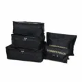 Travel packing cubes set of 6 pieces black portable luggage organizers storage bags for trip. - Black