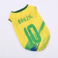 Maillot de foot pour chien gilet style Brésil vêtements d'été pour petits chiens et chats - S / Brésil
