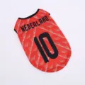 Gilet pour chien de compagnie à motifs rouge et blanc, style maillot de sport d'été chats. - Pays-Bas