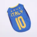 Gilet chien bleu et jaune avec print Italy 10, vetement d'ete respirant pour petits animaux. - Italie
