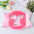 Pink cooling gel face mask with elastic strap, soothing reusable ice pack for face and eye care. - Pink Ice Compress Face Mask (Colored Beads)