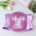 Purple gel ice face mask for cooling hot compress and post surgery recovery with elastic straps. - Purple Ice Compress Face Mask (Colored Beads)