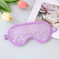 Purple gel bead cooling eye mask with soft plush border and elastic strap for relaxing spa. - Purple Ice Bead Eye Mask (White Beads) Style A