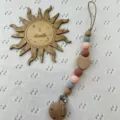 Cadena chupete silicona madera con cuentas de dentición para bebé recién nacido. - Rosa Púrpura Oscuro