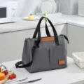 Borsa termica per pranzo grigia per donna e uomo, borsa portatile isolata per il lavoro. - Grigio