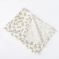 Coperta in garza di cotone puro per neonati con stampa botanica, morbido telo da bagno. - Foglie verdi