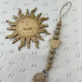 Cadena para chupete de silicona y madera de haya con adorable oso, clip de dentición para recién nacidos. - Moca