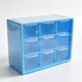 Blue 9-grid desktop storage box, clear drawers organizer for office stationery, small items. - Grid Layout / Blue