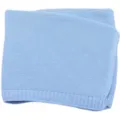 Couverture bebe tricot en coton bleu clair plaid doux pour canape et poussette chaude - Bleu ciel