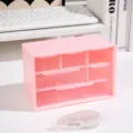 Pink desktop storage box with drawers, plastic organizer for small items, cute pink storage. - 6-Grid Large Drawer / Pink