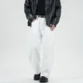 Herren lässige lose Jeans mit weitem Bein, stylische Baggy Denim Hosen für Alltag Streetwear. - S / Weiß