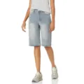 Shorts bermuda de mezclilla azul claro de talle alto, corte recto casual estilo verano. - XS / Azul Vintage