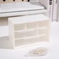 Desktop multi-grid drawer storage box, plastic dustproof organizer for stationery and small items. - 6-Grid Large Drawer / White