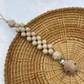 Silicone Bead Pacifier Clip Khaki Aesthetic Baby Teething Soothing Chain Variant - Khaki Round Beads