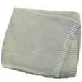 Couverture bebe tricot coton douce plaid jete de canape respirant couleur unie beige - Vert Haricot