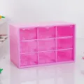 Scatola portaoggetti da scrivania rosa a 9 scomparti con cassetti trasparenti per piccoli oggetti. - Layout a Griglia / Rosso rosa