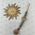 Cadena para chupete de bebé de silicona y haya con cuenta de oso, accesorio de dentición seguro. - Verde Hierba