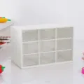 Scatola portaoggetti da scrivania a 9 scomparti con cassetti, organizer trasparente antipolvere. - Layout a Griglia / Bianco