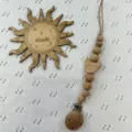 Cadena para chupete de madera con cuenta de oso y cuentas de haya natural para la dentición del bebé. - Madera de haya maciza
