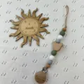 Cadena de chupete de madera y silicona con cuenta de oso, cadena de dentición segura para bebés. - Blanco y Verde Hierba