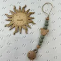 Chupetero de silicona y madera con diseño de oso, cadena mordedor segura para bebes. - Verde Frijol