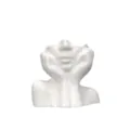 Creative human face makeup brush holder, white resin abstract art desk pen container storage. - White Face-Covering Figure
