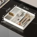 Kitchen drawer organizer plastic cutlery tray divider storage box for spoons and chopsticks - S / White