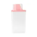 Transparent plastic storage container jar with pink lid and measuring cup for kitchen - Pink
