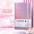 Pink glitter A5 hardcover dotted notebook with elastic band and pen loop, 192 pages - Pink