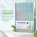 Holographic green A5 hardcover dotted notebook with elastic band and 192 pages - Green