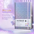 A5 starry purple glitter notebook with elastic band and 192 dotted pages - Purple