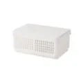 Portable white plastic collapsible storage box outdoor picnic bento meal container with lid - White