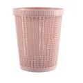 Rosa Plastik Mülleimer mit Strickmuster, dekorativer Papierkorb für Bad, Küche und Büro. - S / Rosa