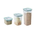 Clear plastic square food storage container set with blue lids for kitchen organization. - 600ml / Green