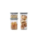 Lot de 3 boîtes de conservation carrées en plastique transparent pour stocker des aliments. - Gris