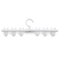 Witte opvouwbare plastic kledinghanger met meerdere clips, compact droogrek voor sokken en hoeden. - Zakverpakking / Wit