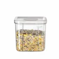 Contenitore per alimenti ermetico quadrato in plastica trasparente con cucchiaio 1800ml - 1800ML / Bianco