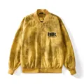 Giacca bomber casual vintage lavata da uomo con ricamo sul petto moda primavera. - Taglia M / Top / Giallo