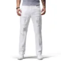 Herren weisse Strass zerrissene schmale gerade Denim Jeans Freizeitmode Hosen Alltag - 28 / Weiß