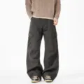 Men's casual cargo pants loose fit vintage multi-pocket trousers stylish streetwear - S / Coffee