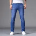 Herren Slim Fit Stretch Jeans blaue Freizeithose modische lange Denim Hosen f. Herren - 28 / Blau