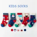 Kids Christmas socks toddler thick cotton winter warm cute holiday socks variant style red blue - 0-1 Years / B275-Terry Christmas Socks