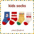 Kids thick winter Christmas socks, cozy cotton terry mid-tube socks for boys and girls. - 0-1 Years / Blue Winter Style