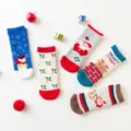 Kids Christmas thick cotton mid-tube socks cute cartoon design for winter daily warm wear - 0-1 Years / B094-Christmas Socks